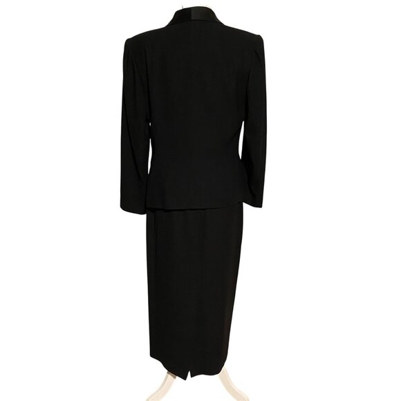VINTAGE Jacqueline Ferrar 2 Piece Black Pencil Skirt Suit ~Style 40312 Size 10/6 - Picture 4 of 16